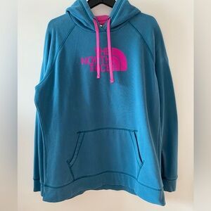 The North Face Teal Woman’s Hoodie with Pink Accents - Size XXL